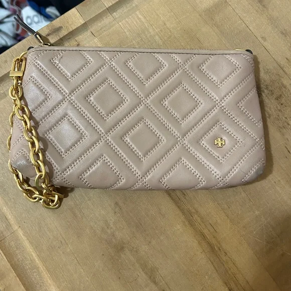 Tory Burch Fleming Crossbody Soft Leather Bag/Clutch in New Mink color - Picture 1 of 12